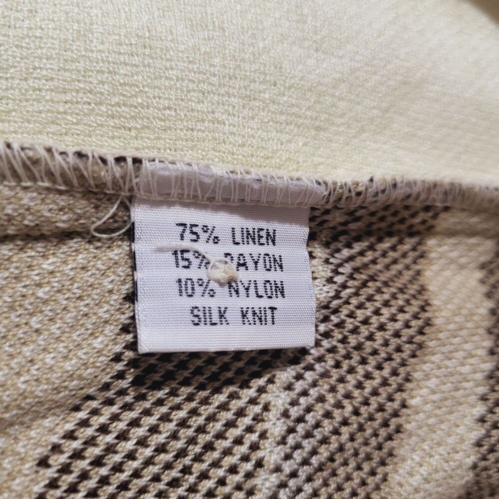 Silversilk Luxe Cream & Brown Linen Blend Knit Button-Up Cardigan Unisex L-‎ XL - Picture 4 of 9